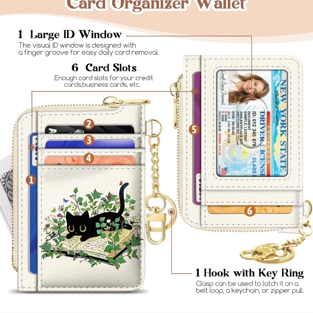 Cat Design Card Organizer Wallet